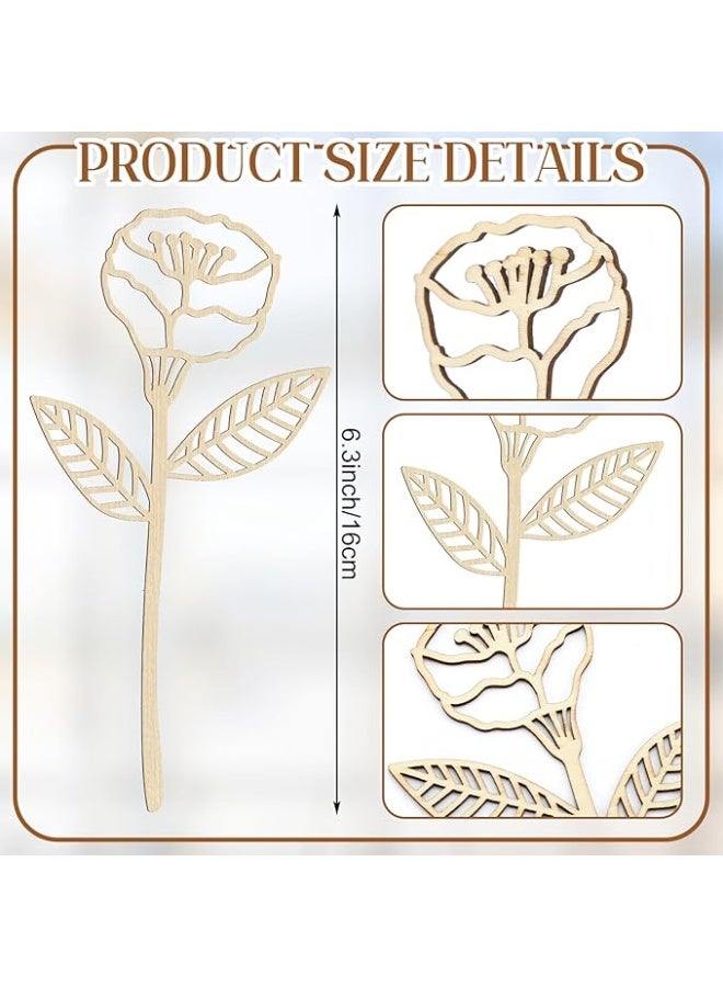 36 Pcs Wooden Wildflower Decor Set Wood Flowers Cutout Signs Wildflowers Stems Laser Cut Flowers for Home Birthday Holiday Art DIY Decoration - Image 4