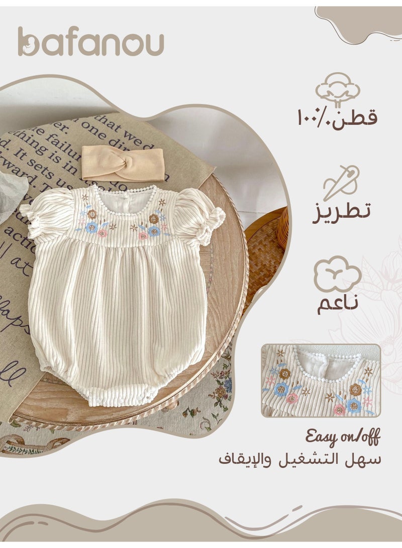 Bafanou ‌Bafanou Summer Floral Baby Girls Romper | Newborn Party Jumpsuit Outfit 0-24M Breathable  - Image 2