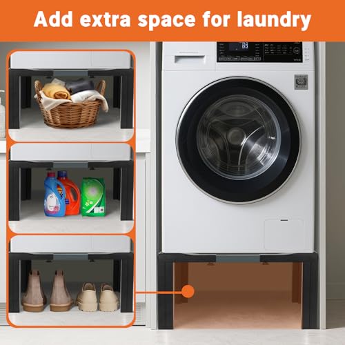 Nefish Steel Laundry Pedestal Height 12" Heavy Duty 1200 LBS Washing Machine Pedestals Stand Adjustable Refrigerator Base with 4 Strong Feet 21-29 Inch Universal Appliance Stand Multi-Functional Base for Dryer - Image 5