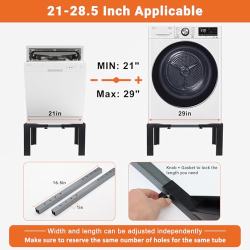 Nefish Steel Laundry Pedestal Height 12" Heavy Duty 1200 LBS Washing Machine Pedestals Stand Adjustable Refrigerator Base with 4 Strong Feet 21-29 Inch Universal Appliance Stand Multi-Functional Base for Dryer - Image 4