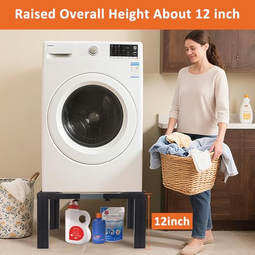 Nefish Steel Laundry Pedestal Height 12" Heavy Duty 1200 LBS Washing Machine Pedestals Stand Adjustable Refrigerator Base with 4 Strong Feet 21-29 Inch Universal Appliance Stand Multi-Functional Base for Dryer - Image 3