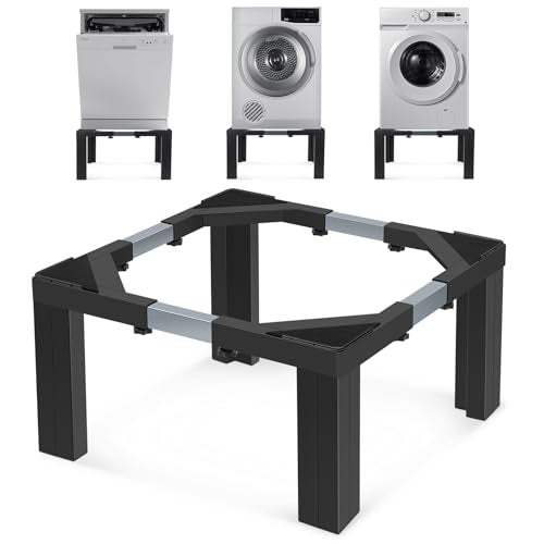 Nefish Steel Laundry Pedestal Height 12" Heavy Duty 1200 LBS Washing Machine Pedestals Stand Adjustable Refrigerator Base with 4 Strong Feet 21-29 Inch Universal Appliance Stand Multi-Functional Base for Dryer - Image 1