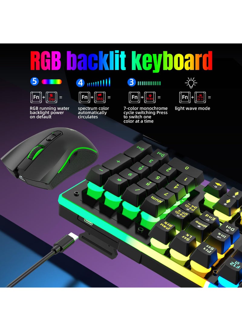 ROCK POW Arabic English 2.4G Wireless Gaming Keyboard and Mouse Combo,Gaming Combo include 100% 104 keys Merchanical Feel Keyboard Anti-ghosting RGB Rechargeable 3000mAh Battery, Ergonomic Design RGB Wireless Mouse Mice 4800 DPI Rechargeable 650mAh for PC Gamer - Image 4