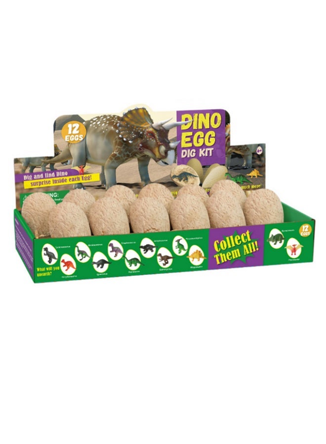 NIBEMINENT 12-Piece Dinosaur Eggs Archaeological Excavation Learning Toy Set - Image 1