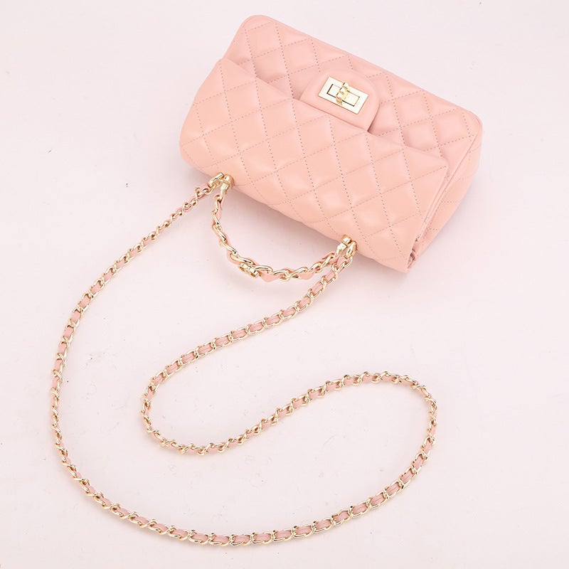 Style Small Fragrant Style Rhombus Chain Diagonal Small Square Bag Jelly Sweet And Cute Ladies Mobile Phone Bag - Image 3