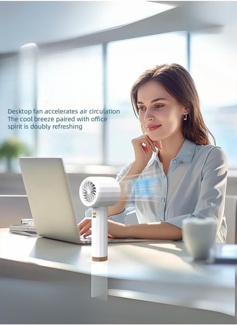 JISULIFE - JISULIFE Handheld Turbo Fan with Digital Display – 13H Max Cooling, 2400mAh USB Rechargeable Battery, 5 Speeds, Pocket-Sized for Travel, Outdoor, Home, and Office Use | Blue - Image 1