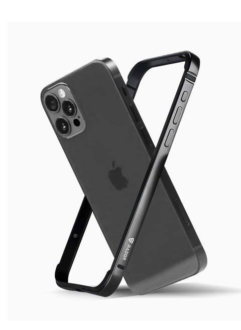 RAEGR iPhone 15 Pro Max Case | Anodized Aluminum Bumper | Supports Mag-Safe Wireless Charging | Edge Armor Protective Minimal Case Designed for iPhone 15 Pro Max (6.7-Inch) (2023) - Black RG10529