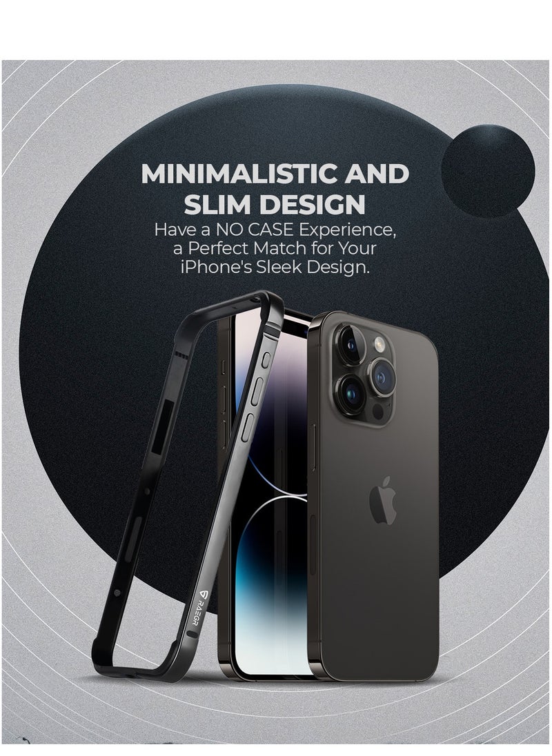 Raegr - RAEGR iPhone 15 Pro Max Case | Anodized Aluminum Bumper | Supports Mag-Safe Wireless Charging | Edge Armor Protective Minimal Case Designed for iPhone 15 Pro Max (6.7-Inch) (2023) - Black RG10529 - Image 1