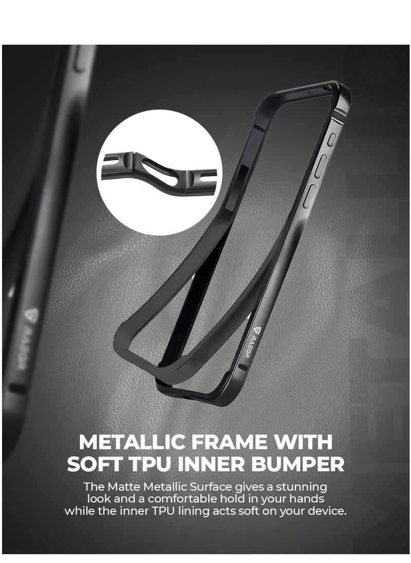 Raegr - RAEGR iPhone 15 Pro Max Case | Anodized Aluminum Bumper | Supports Mag-Safe Wireless Charging | Edge Armor Protective Minimal Case Designed for iPhone 15 Pro Max (6.7-Inch) (2023) - Black RG10529 - Image 1