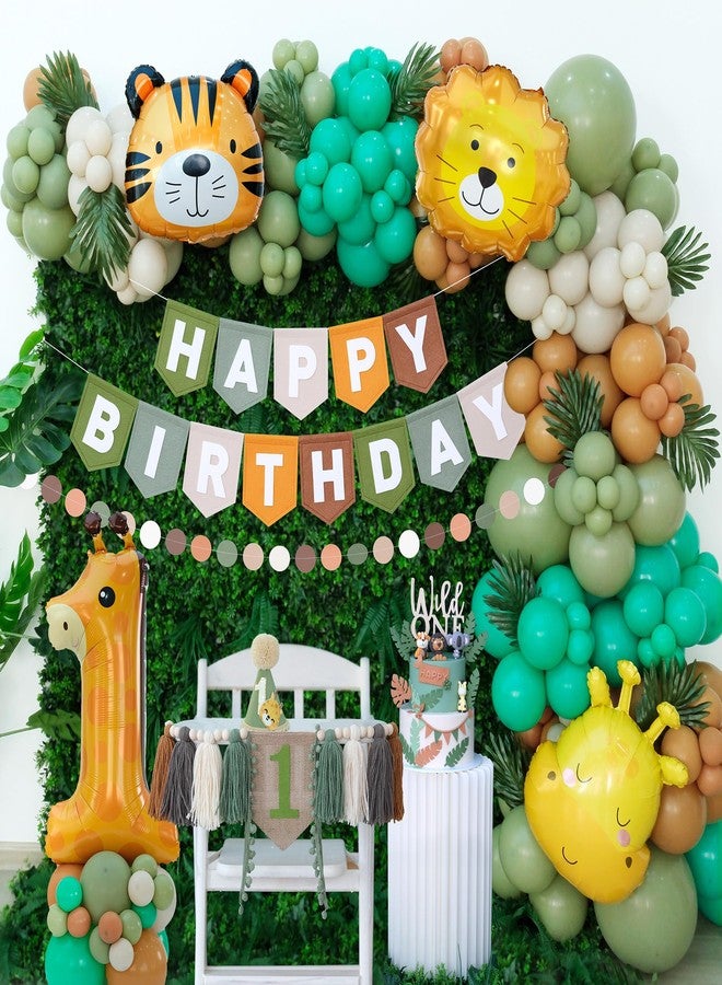 Ereniko Wild One Birthday Decorations For Boys Balloons Arch Kit Jungle Theme 1st Party Banner First Safari Themes Zoo One Year Old Baby Boy - Image 1