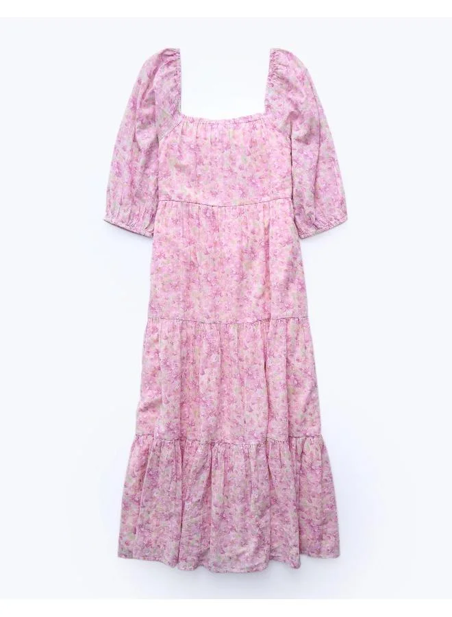 American Eagle Floral Tiered Midi Dress