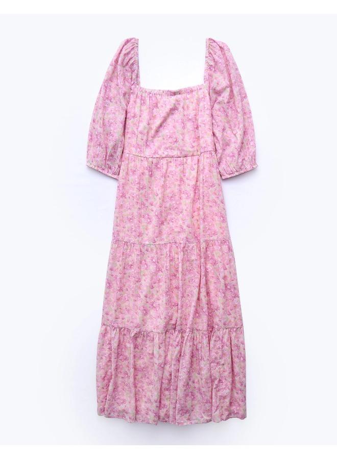 امريكان ايجل فستان ميدي بطبقات بنقشة الزهور - Image 3