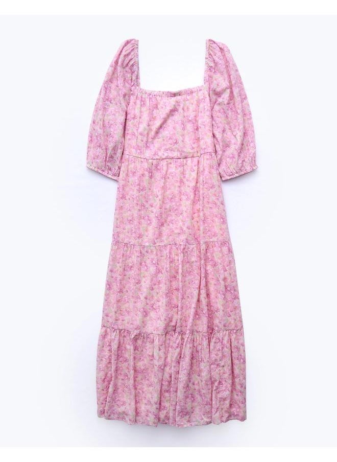 American Eagle - AE Long-Sleeve Tiered Midi Dress - Image 1