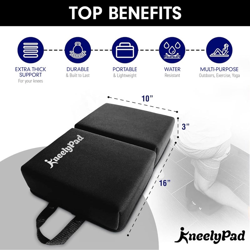 KneelyPad by Kneely | Kneeling Pad for Gardening, Exercise, Cleaning, & Mechanic Work | Extra Thick Memory Foam Knee Cushion for Gardening with Washable Cover | Foldable Gardening Knee Pad with Handle - Image 2
