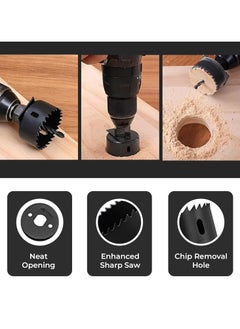 SNW 16 Pcs Carbon Steel Hole Saw Cutting Tools (19-127mm) Rotary Bit Set (16 Bits)  - Image 2