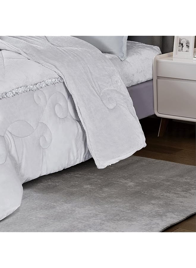 erorex Cozy And Warm Winter Velvet Fur Comforter Set Single Size 160 - Image 3