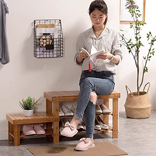 Beauty Panda Beauty panda Teak Wood 3 Tier Shoe Rack Bench Premium Shoe Organizer or Entryway Bench Perfect for Shoe Cubby Entry Bench or Living Room SH22 Natural Wood - Image 1