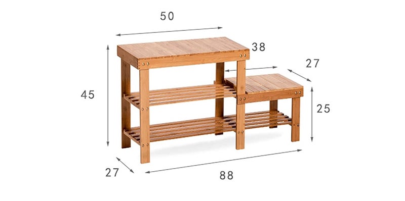 Beauty Panda Beauty panda Teak Wood 3 Tier Shoe Rack Bench Premium Shoe Organizer or Entryway Bench Perfect for Shoe Cubby Entry Bench or Living Room SH22 Natural Wood - Image 4