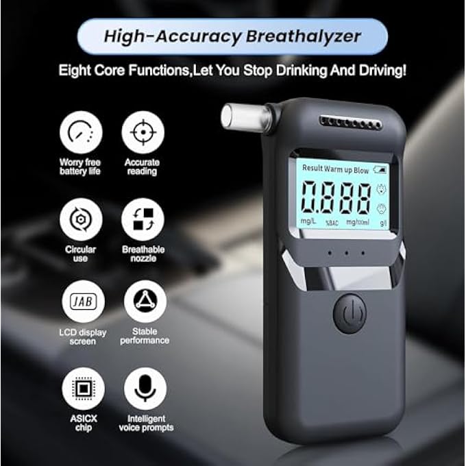 rayihni Breathalyzer for Alcohol, Professional-Grade Accurate Alcohol Breathalyzer Tester with LCD Digital Display, Portable Personal Breath Breathalyzer Alcohol Tester - Image 3