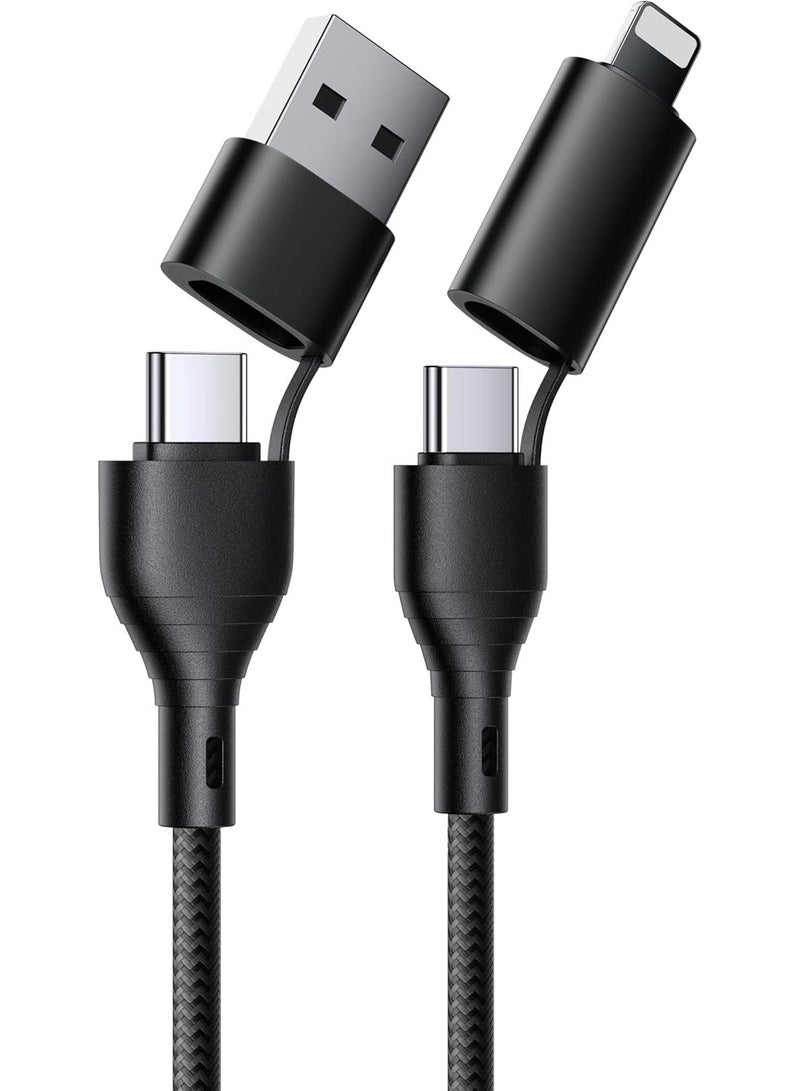 NEW 4-in-1 Fast Charging Cable – USB to Lightning, USB to Type-C, Type-C to Lightning 20W, Type-C to Type-C 60W, Nylon Braided for iPhone, Samsung, Huawei & Tablets - Image 2