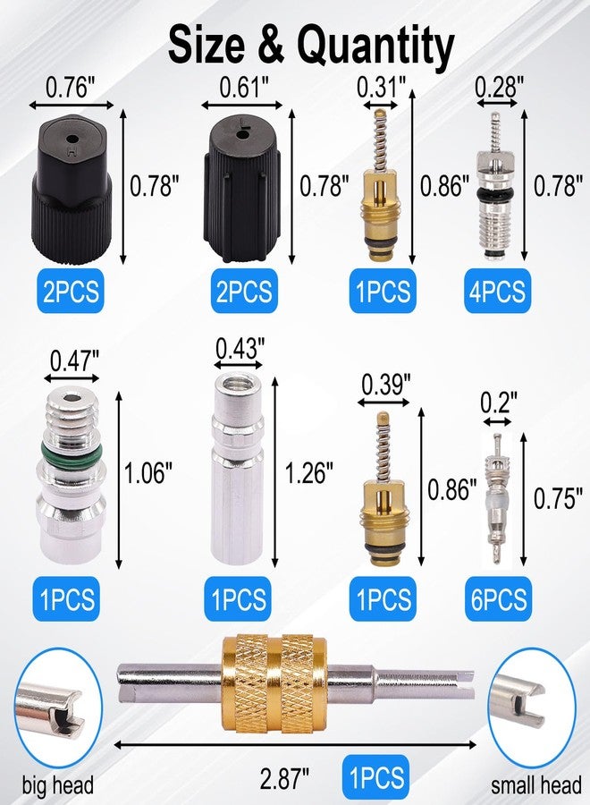 TWTADE Air Conditioning Valve Core Kit - Car AC R12 R134a Teflon Seal Refrigeration Schrader Valve Stem Cores with Remover Tool, Service Valve & HVAC System Charging Port Seal Caps Kit - Image 2