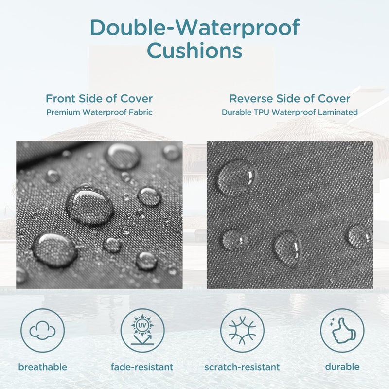 Codi Outdoor Lounge Chair Cushions, Chaise Cushion for Patio Furniture, Double Waterproof Fabric for Pool, 72 x 22.5 x 3.5 Inch 1PK Grey - Image 4