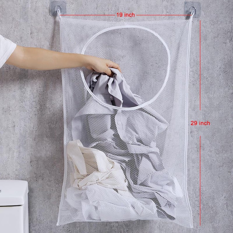 ZIIYAN 2 Pack Door Hanging Laundry Hamper Bag, Mesh Laundry Bag, Large Dirty Clothes Bag Over the Door Organizer - Image 2