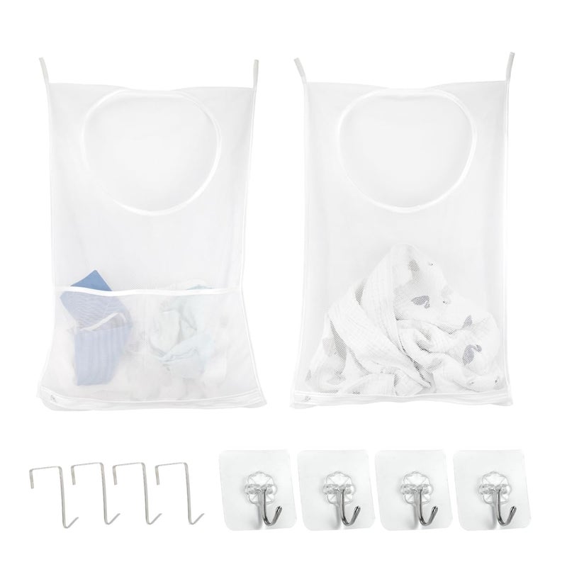 ZIIYAN 2 Pack Door Hanging Laundry Hamper Bag, Mesh Laundry Bag, Large Dirty Clothes Bag Over the Door Organizer - Image 1