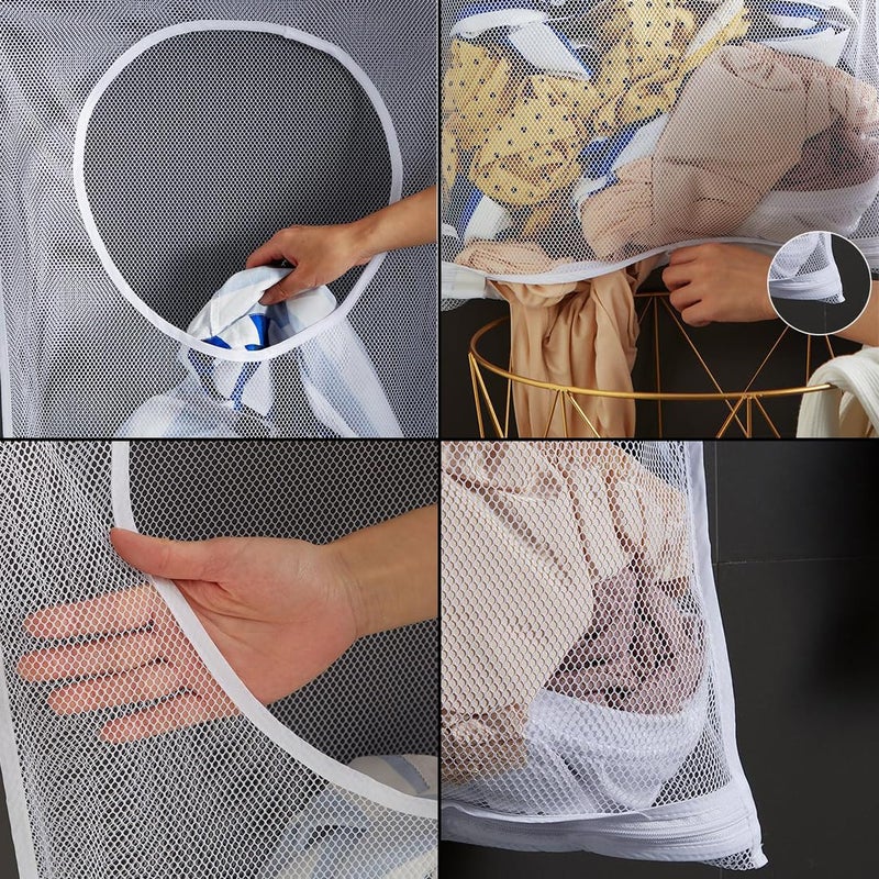 ZIIYAN 2 Pack Door Hanging Laundry Hamper Bag, Mesh Laundry Bag, Large Dirty Clothes Bag Over the Door Organizer - Image 5