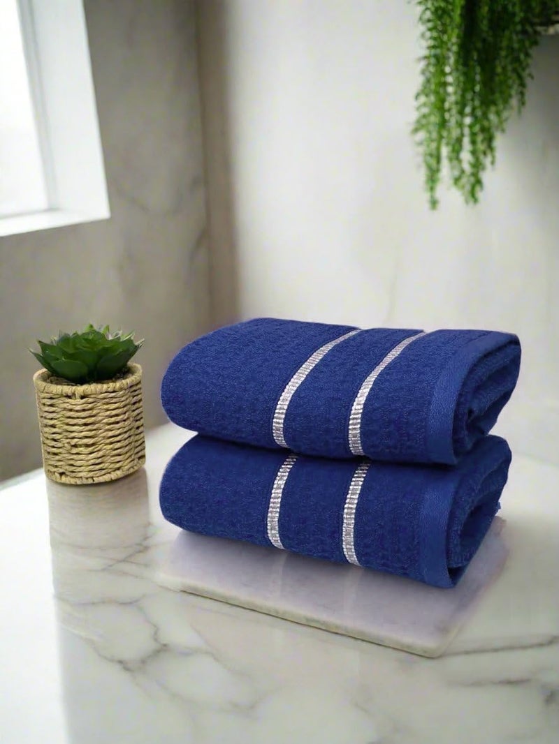 BIANCA Extra Plush Turkish Terry Towels -2pc Hand Towel Set (Mint-Tea) | 480 GSM l 100% Cotton Towel | Hand Towel, Gym Towel for Men Workout Solid-Navy - Image 1