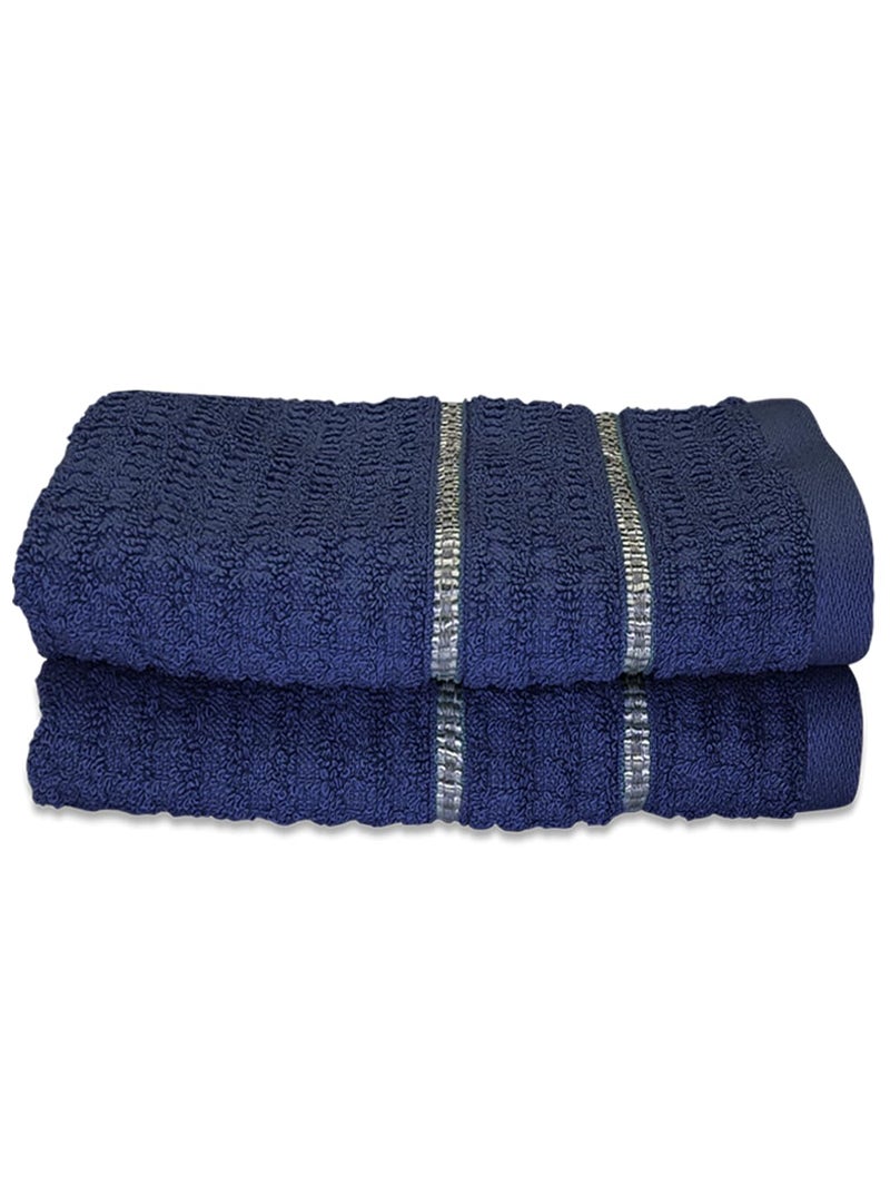 BIANCA Extra Plush Turkish Terry Towels -2pc Hand Towel Set (Mint-Tea) | 480 GSM l 100% Cotton Towel | Hand Towel, Gym Towel for Men Workout Solid-Navy - Image 2