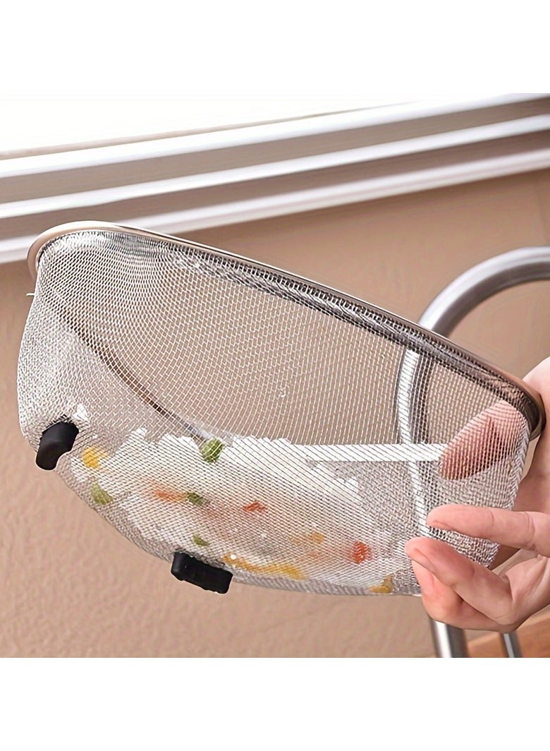 Triangle Stainless Steel Sink Organizer 201 Stainless Steel Kitchen Waste Disposal Basket Wall Mounted Storage Rack for Food Scraps and Debris Filtering  - Image 2