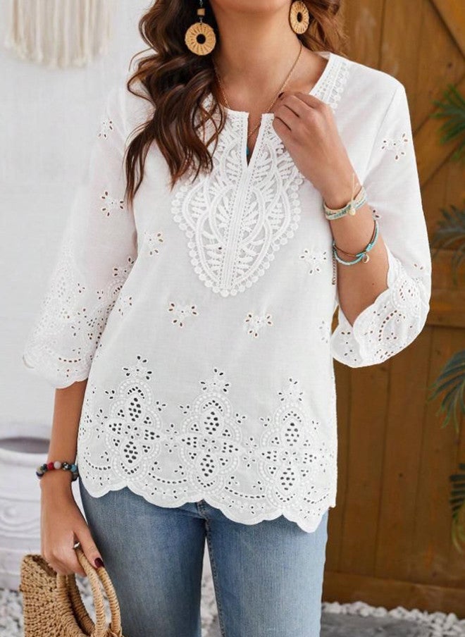 YUNIQEE بلوزة نسائية مزخرفة بتصميم شيفلي - Image 5