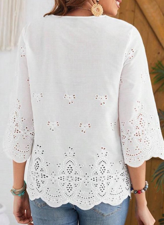 YUNIQEE بلوزة نسائية مزخرفة بتصميم شيفلي - Image 3