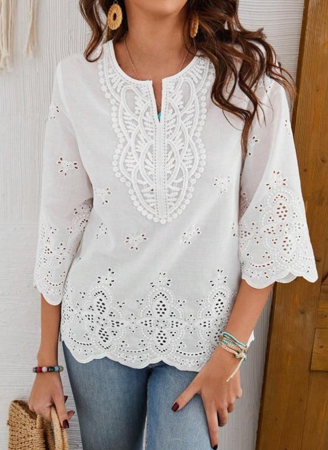 YUNIQEE بلوزة نسائية مزخرفة بتصميم شيفلي - Image 4