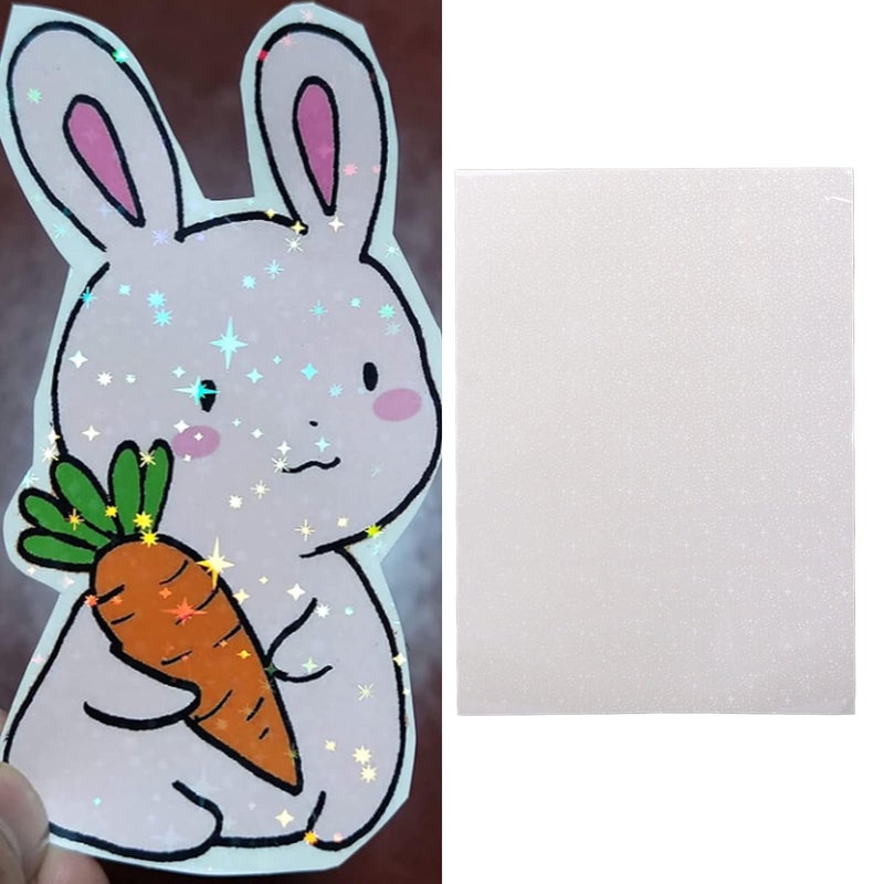 50 Sheets Holographic Cold Laminate Sheet, A4 DIY Laminating Sheets, Cuttable Scratch BOPP Material for Badge Making, Photo Post Lamination, Graphic Framing (Type 2) - Image 4