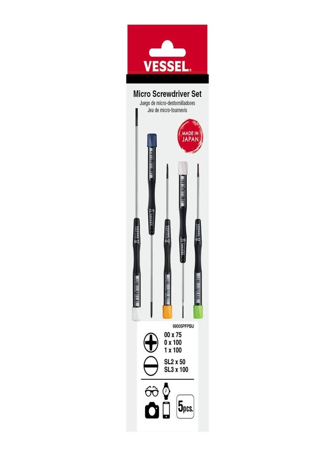 VESSEL Micro Screwdriver 5PCS. No.99005PFPBU - Image 1