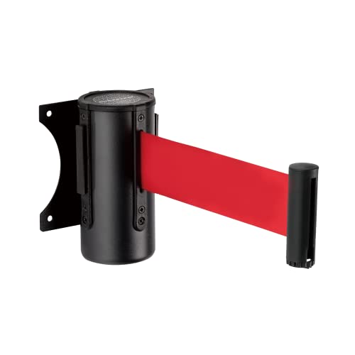 DuraSteel Wall Mount Retractable Belt Barrier - 9.2 Ft Red Safety Belt in Sturdy Black Casing - Guardian 1.0 Indoor & Outdoor Do Not Cross Caution Tape for Crowd Control Queue Barrier, Line Divider - Image 1