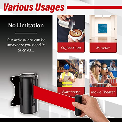 DuraSteel Wall Mount Retractable Belt Barrier - 9.2 Ft Red Safety Belt in Sturdy Black Casing - Guardian 1.0 Indoor & Outdoor Do Not Cross Caution Tape for Crowd Control Queue Barrier, Line Divider - Image 4