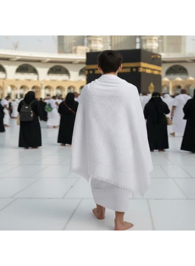 toãlla Ihram clothing for older children and teenagers  equipped with two snaps and Scotch, fast absorption, 100% natural cotton, belt, strong snaps and an internal pocket,70*130 cm - Image 1