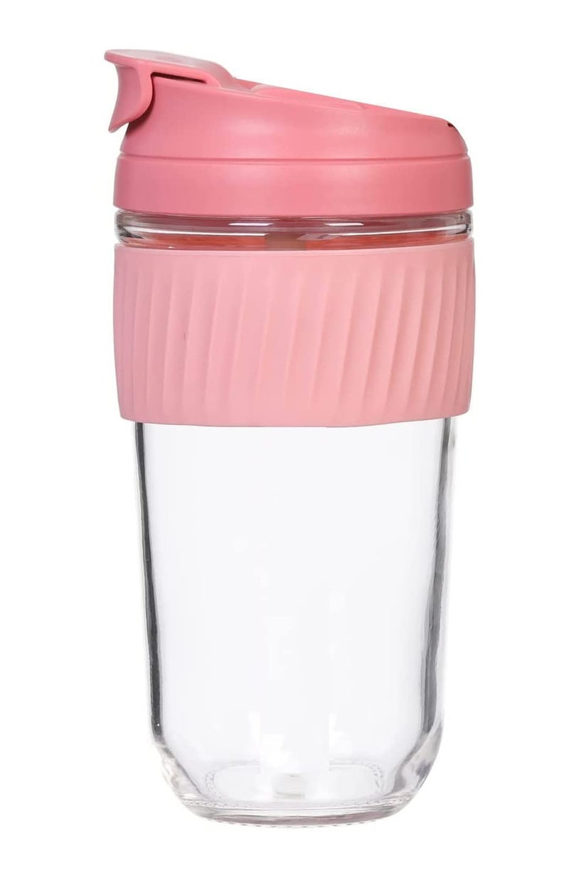 ROSEFINCH Reusable Glass Coffee Juice Mug Shaker with Lid and AntiSlip Silicone Band Thick Glass Tumbler LeakProof Travel Cup Sipper Bottle Multi Pack of 1 - Image 1
