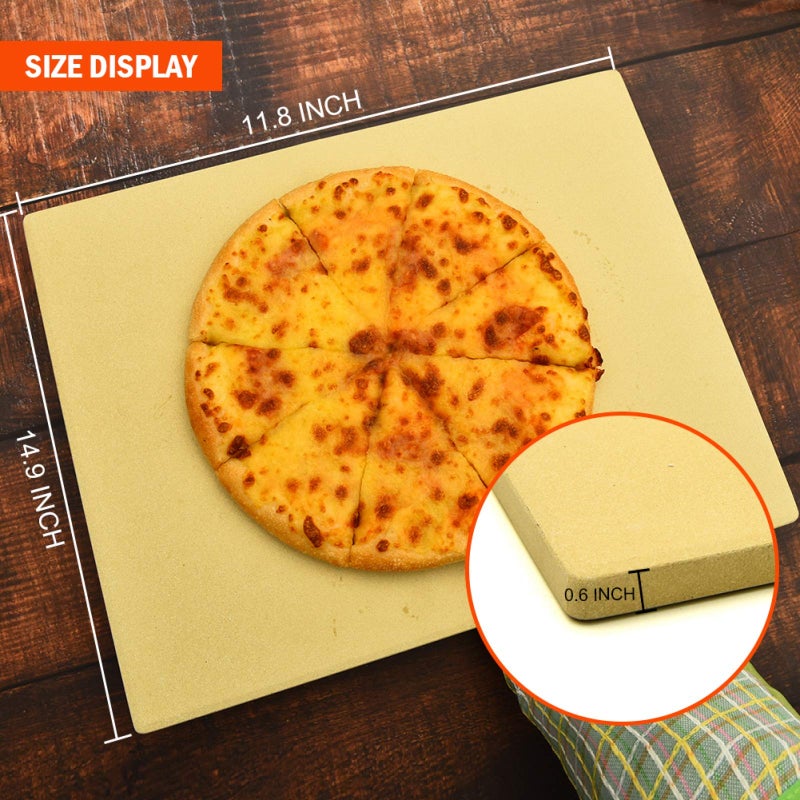 COYMOS Pizza Stone Heavy Duty Ceramic Baking Stone for use in Oven & Gril - Thermal Shock Resistant, Ideal for Baking Pizza, Bread, Cookies, Rectangular Cooking Stone 15x12 Inch. (Bonus Free Scraper) - Image 3