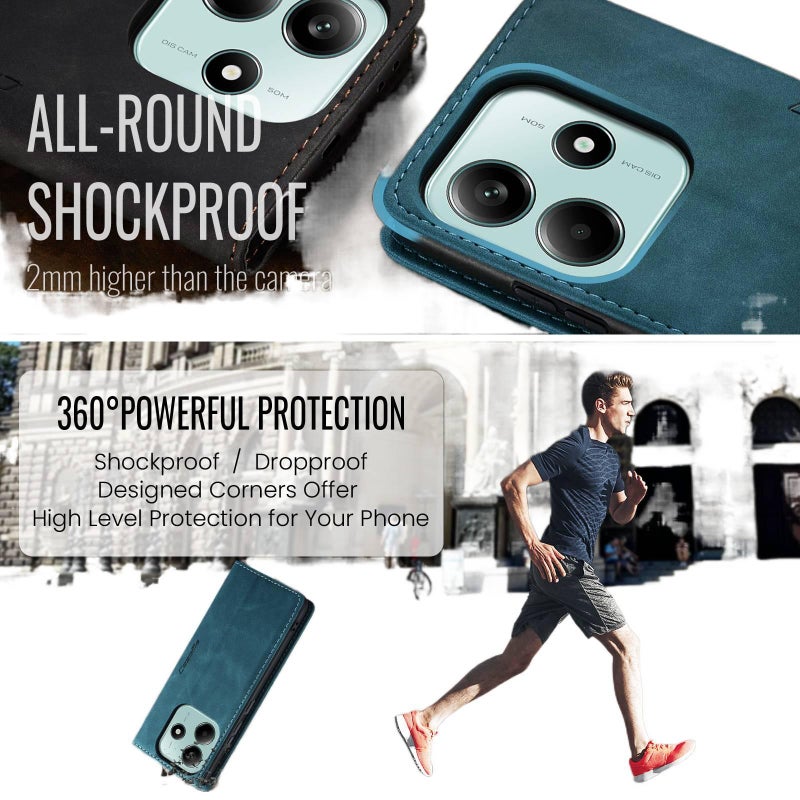 BB TPU MagSafe Case for Redmi Note 13 Pro with Card Holder and Drop Protection plus Shockproof plus Kickstand plus Strong Magnetic in Blue - Image 4