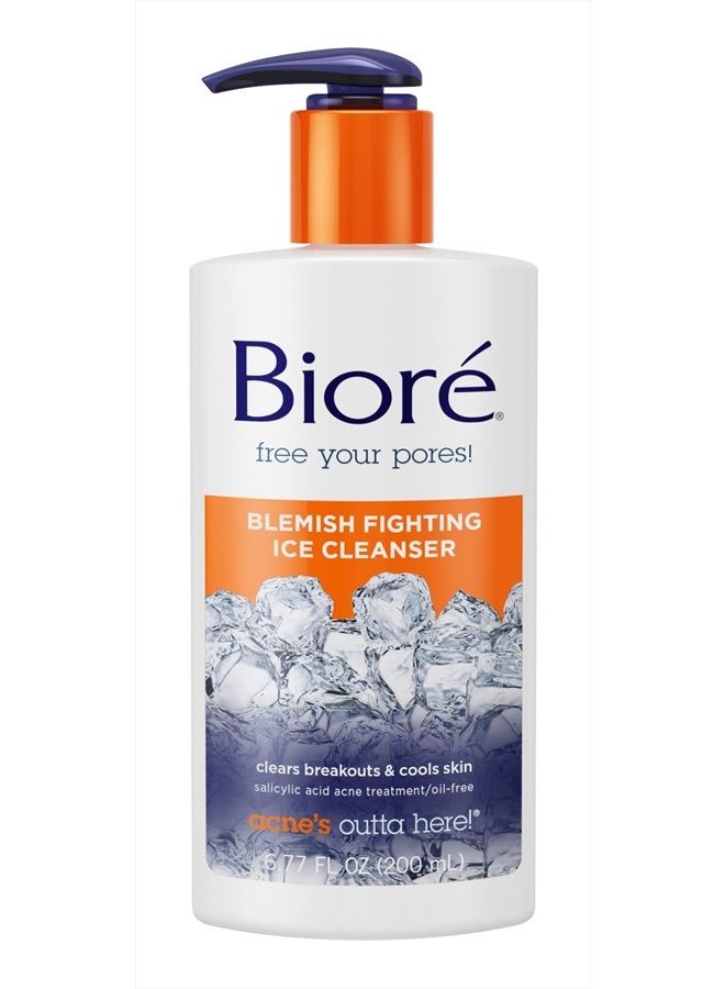 Bioré Blemish Fighting Ice Cleanser, Salicylic Acid, Clears and Helps Prevent Acne Breakouts, Cools & Refreshes Skin, Oil Free, 6.77 Ounce - Image 1