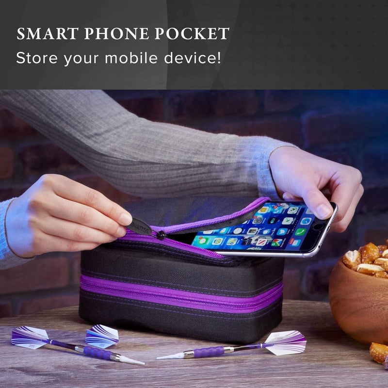 CASEMASTER Plazma Pro, 6 Dart Case for Soft and Steel Tip Darts, Features Large Front Mobile Device Pocket, Built-In Storage Tubes and Pockets for Flights, Tips, Shafts, and Personal Items - Image 5