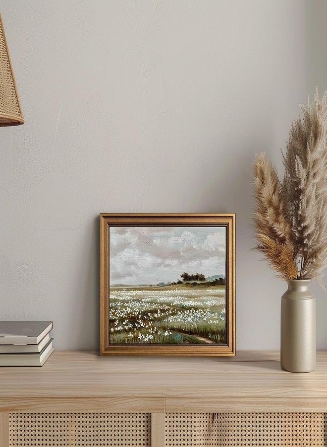 Yeechine Gold Framed Vintage Wall Art Classical French Landscape Painting Canvas Print Home Room Wall Decor (wildflower field, 9.5''x12'') - Image 2