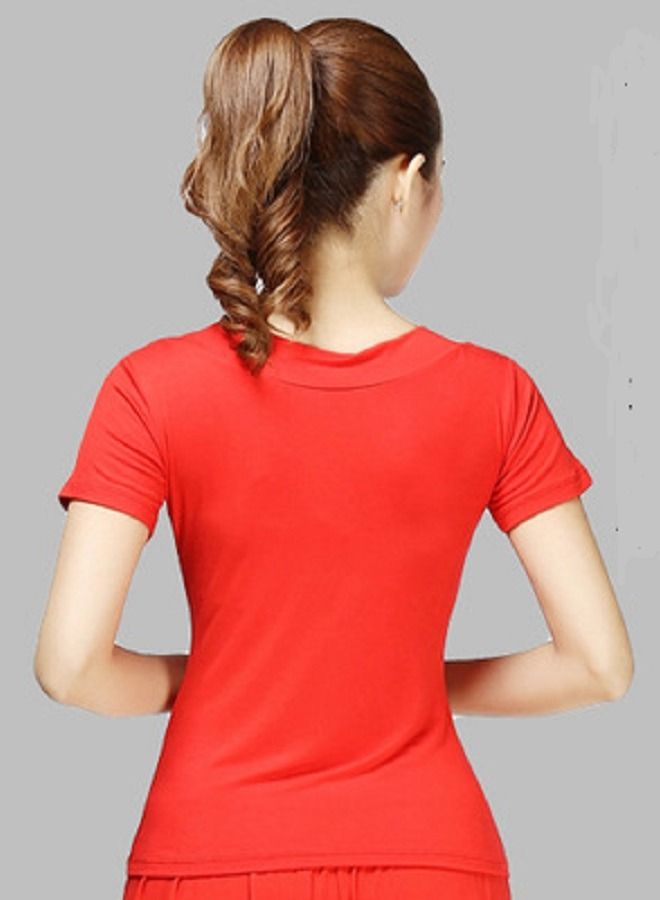 Loquat Women's Square Dance Top Short Sleeve V-neck Dance Dress  - Image 2