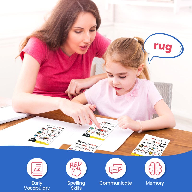 HAPTIME Phonics Flash Cards, 67 Pcs Sight Words Flash Cards Kindergarten, Phonics Games for Kids Age 4-8, Learn to Read in 15 Phonic Stages, Educational Learning Activities for PreK 1st 2nd 3rd Grade  - Image 4