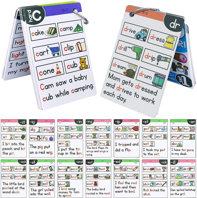 HAPTIME Phonics Flash Cards, 67 Pcs Sight Words Flash Cards Kindergarten, Phonics Games for Kids Age 4-8, Learn to Read in 15 Phonic Stages, Educational Learning Activities for PreK 1st 2nd 3rd Grade  - Image 1