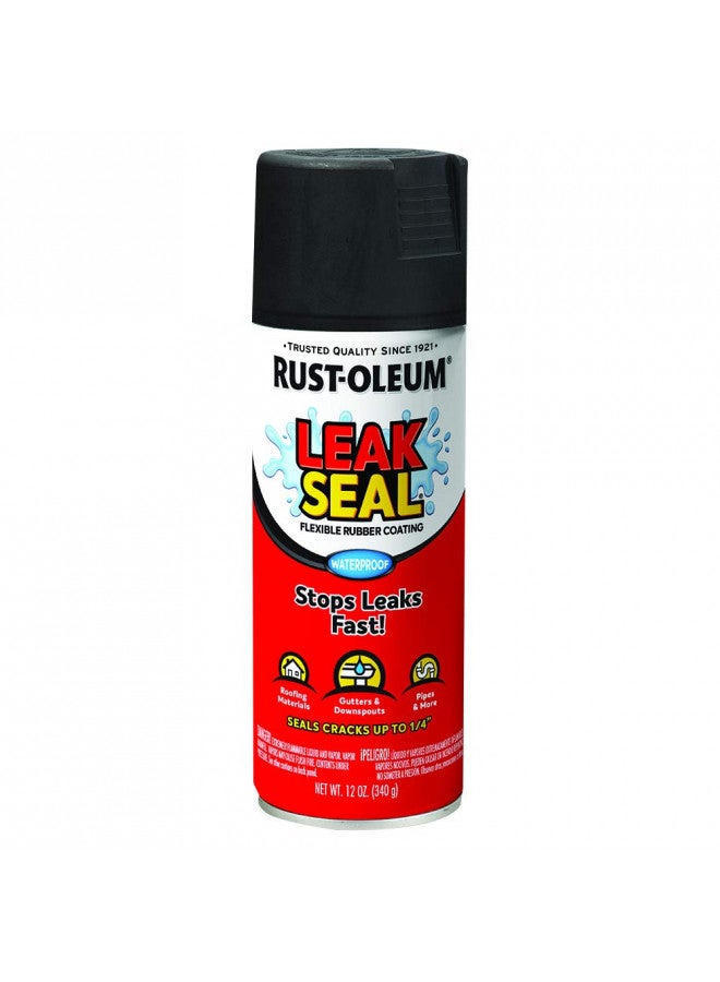 Rust-Oleum 265494 LeakSeal Flexible Rubber Coating Spray, 12 Ounce, Black, 12 Fl Oz - Image 1